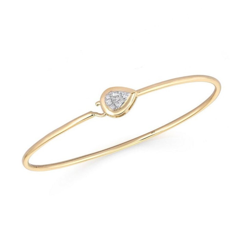 Baguette Diamond 14K (or 18k upon request) Yellow Gold Bangle Bracelet